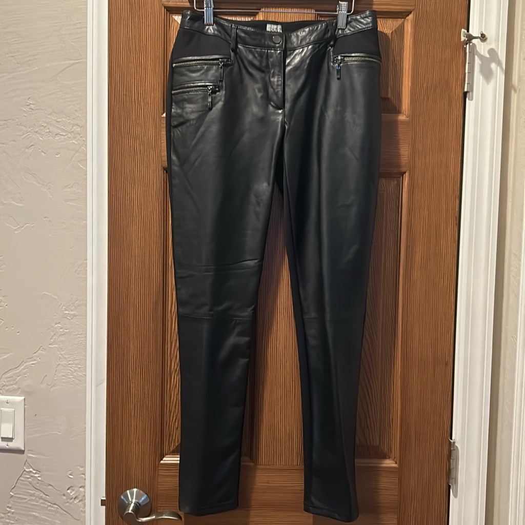 Cache Genuine Leather Pants Black Nwot